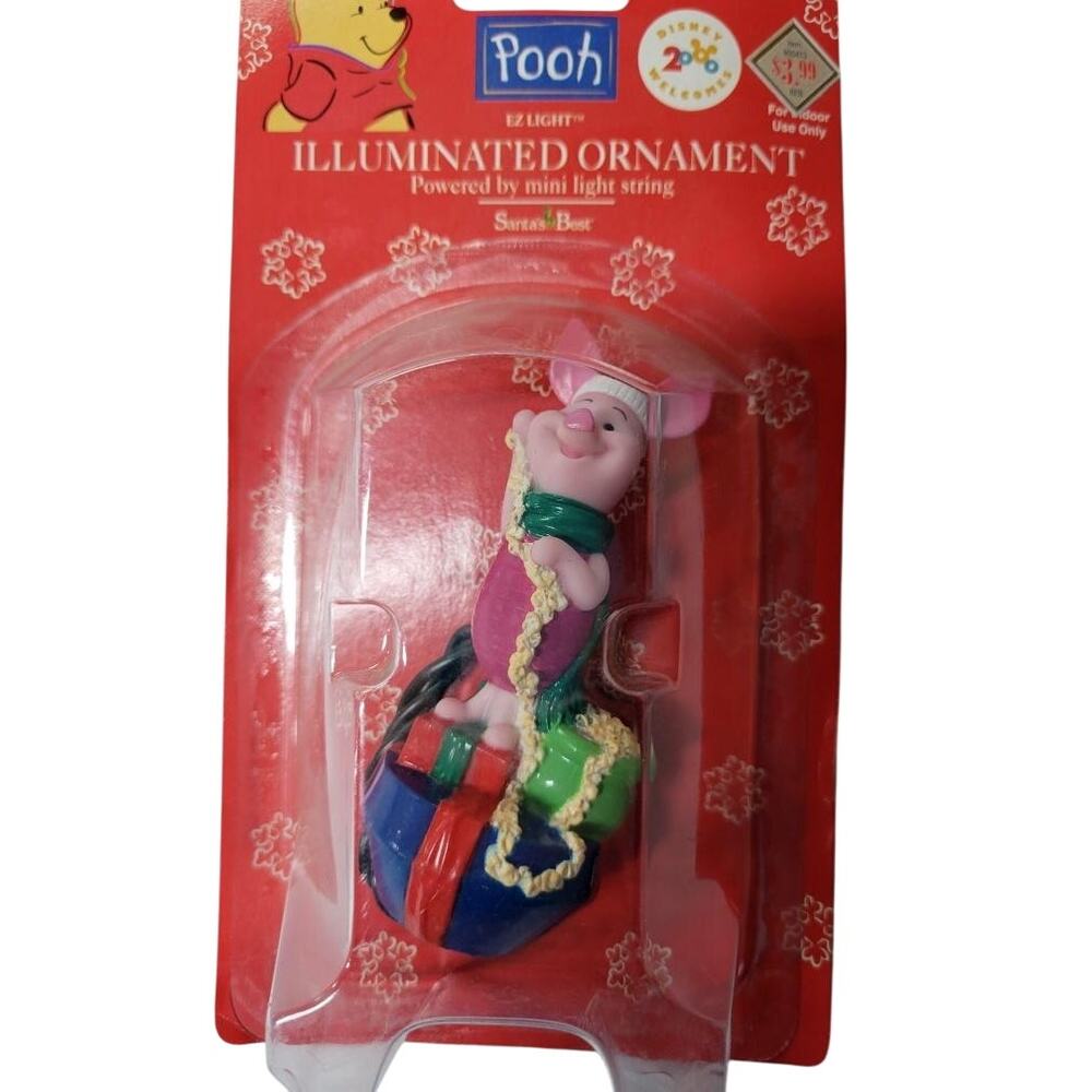 Vtg 1998 Santa's Best Winnie Pooh Piglet Illuminated Christmas Tree Ornament NOS